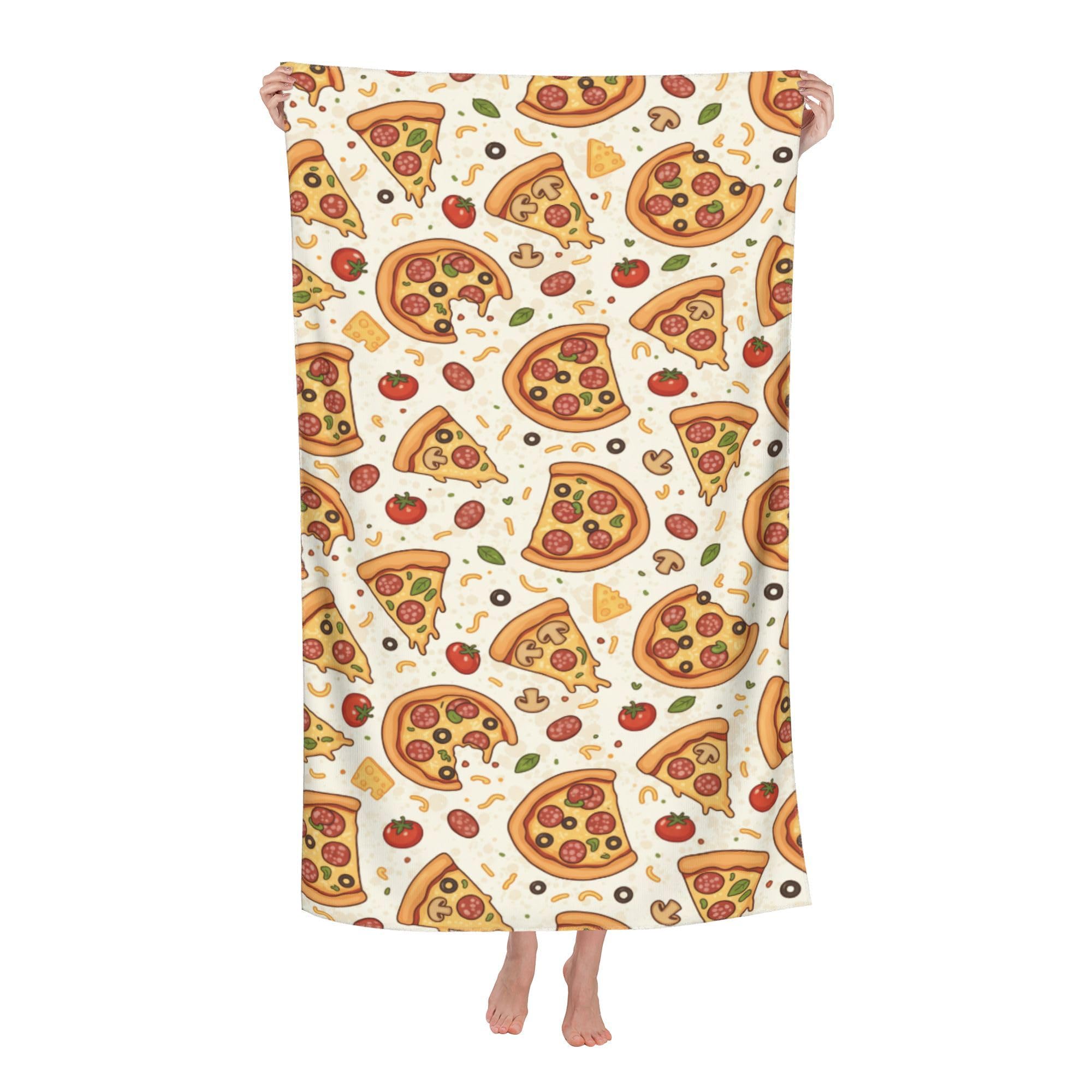 peiyeety Cute Pizza Soft Bath Towels Absorbent Bathroom Towel for Beach Hotel Gym Spa Shower