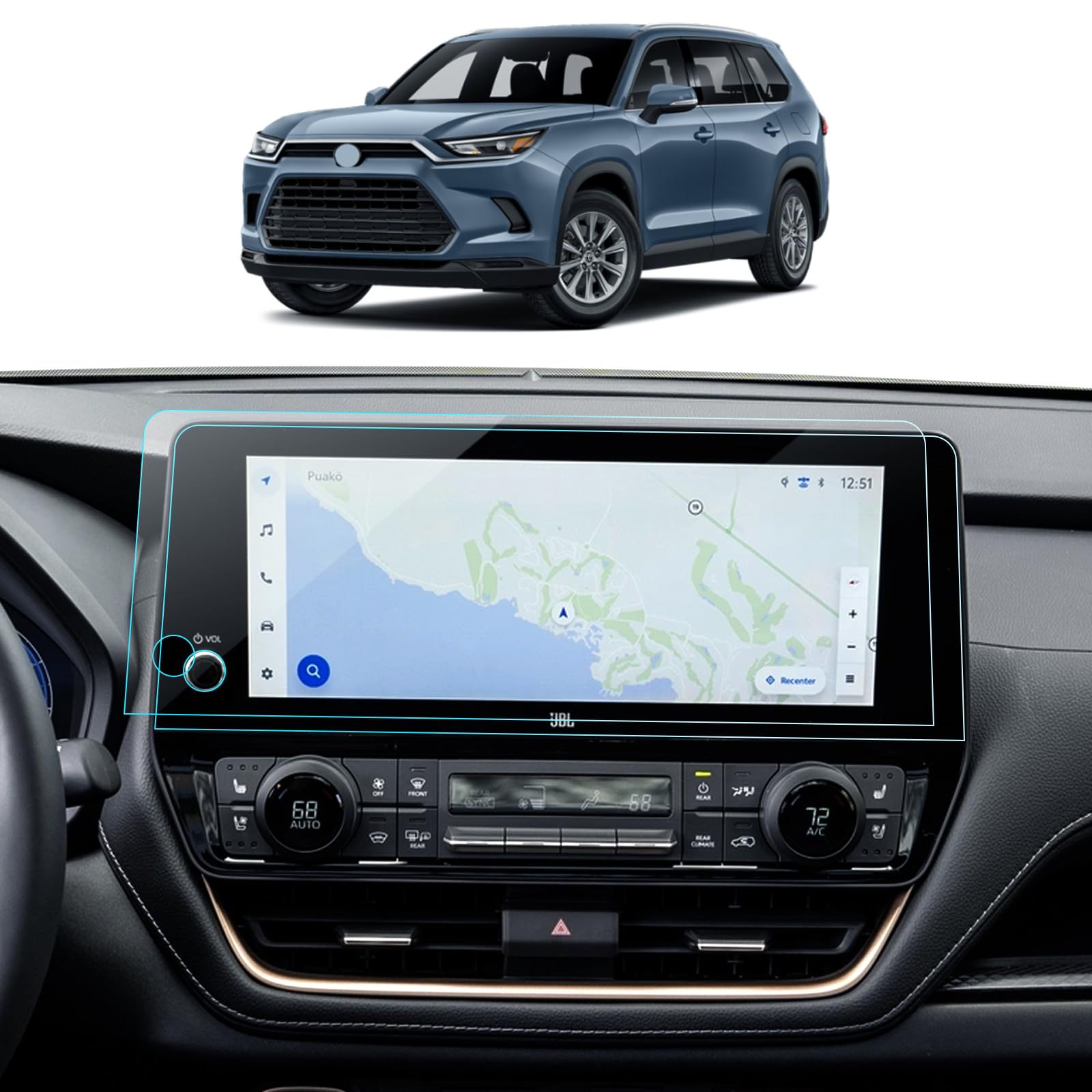 2-Pack AR Screen Protector for 2024 Toyota Grand Highlander Accessories 12.3 Inch Anti-Reflective Navigation Protector Film for Highlander Hybrid XLE/Limited/Platinum