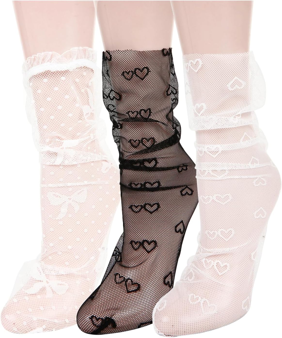 Benefeex Sox Womens Sheer Lace Loose Socks Decorated Mesh Slouch Socks Transparent See Through Clear Tulle Socks Gifts - Image 8