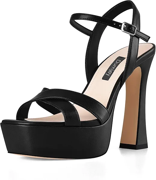 Dumjey Platform Heels for Women Chunky High Heel Sandals with Ankle Strap, Open Toe Dress Shoes for Work Party Evening Wedding
