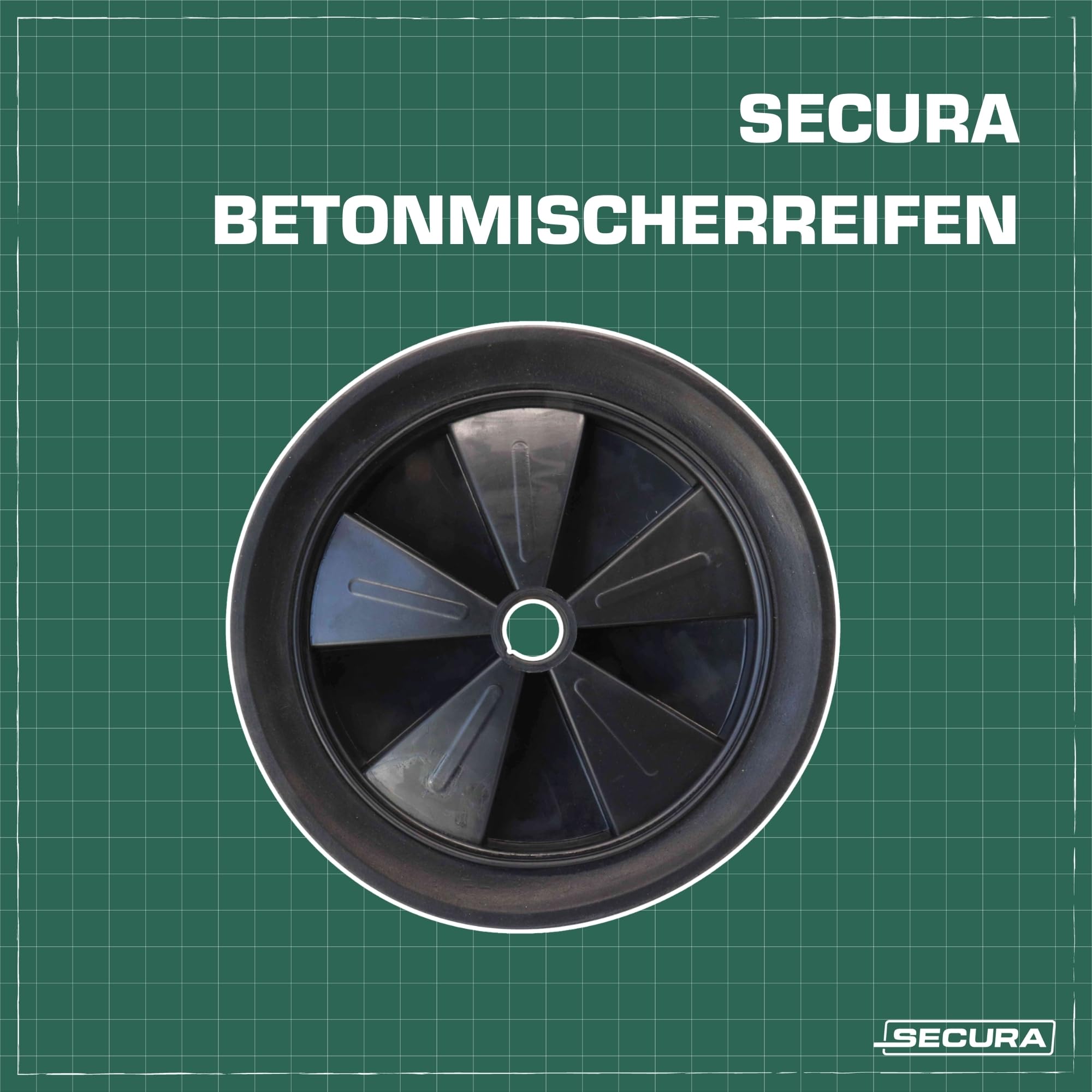 SECURA 2x Betonmischer Räder SECURA Durchmesser 240mm | kompatibel mit Atika Betonmischer SM145,SM145, SM125, SM125S