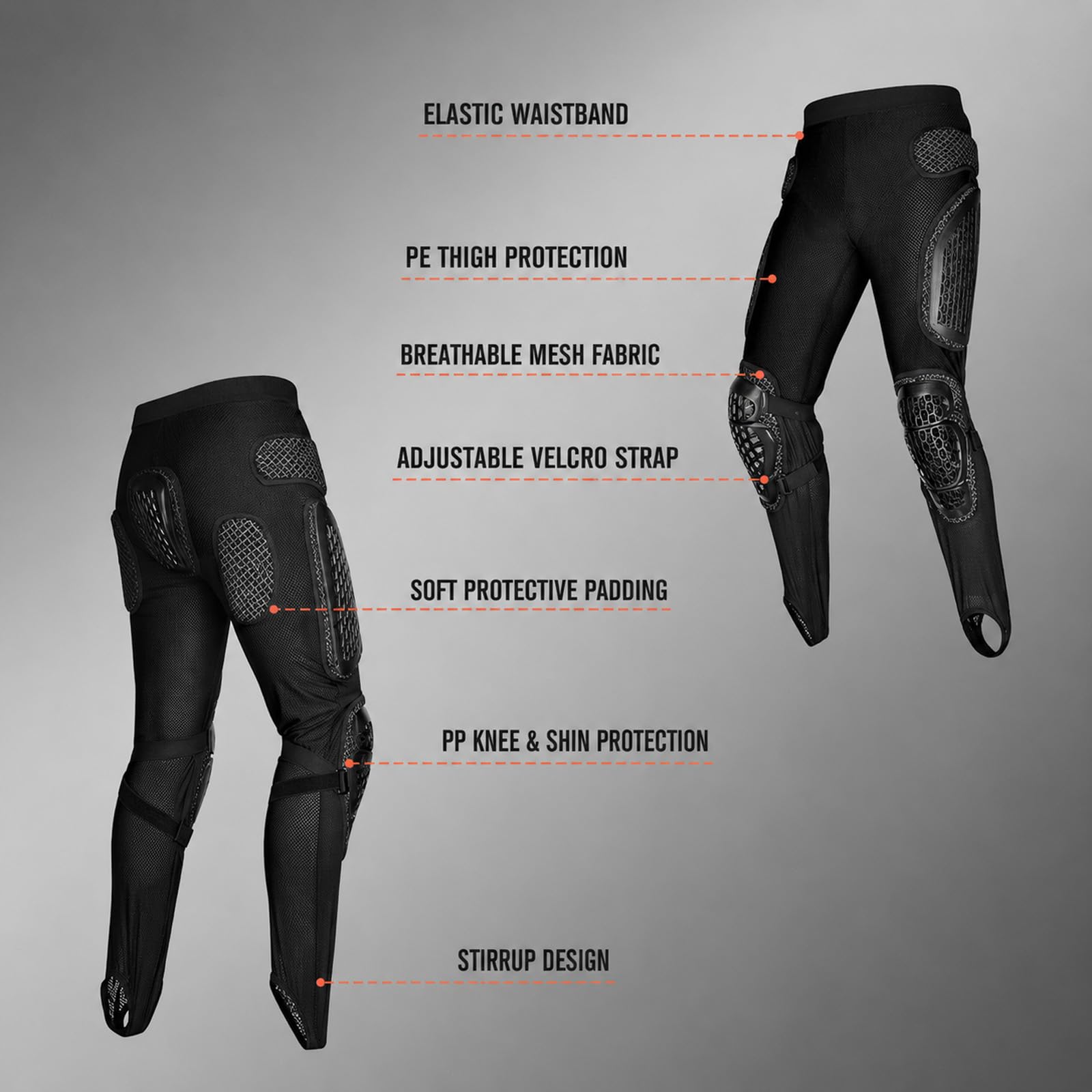 Ensemble de Protection Moto Certifié CE Équipement de Dirt Bike Léger avec Protections Poitrine, Dos, Coudes, Épaules et Avant-Bras Gilet de Motocross Respirant pour Course et Off-Road,Black-XL