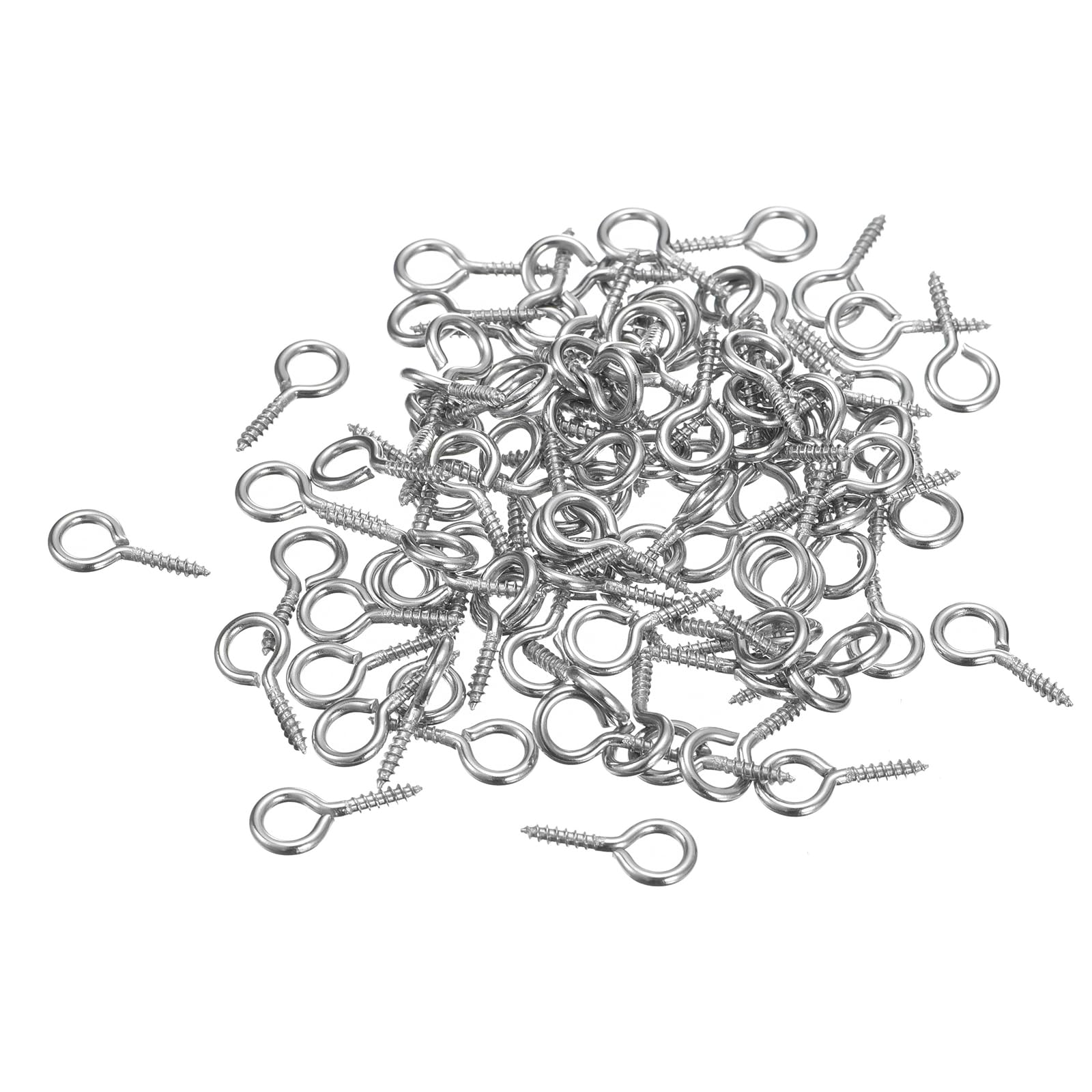 uxcell 120Pcs Eye Screws, 304 Stainless Steel 15x7mm Small Self Tapping Screw Hooks Ring Mini Eye Pins for DIY Handwork Wooden Clay Pendants Cork Bottles, Silver-picture-19