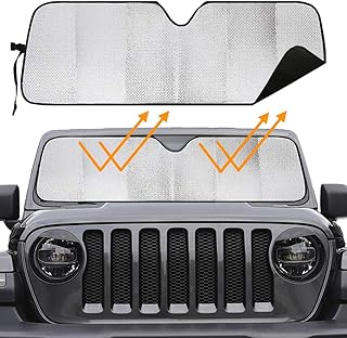 Big Hippo Windshield Sun Shade for 2007-2020 Wrangler Rubicon Sahara TJ JK JKU 2 & 4 Door-Blocks UV Rays Sun Visor Protector,Car Sun Shade Keep Your Vehicle Cool,Car Window Shade