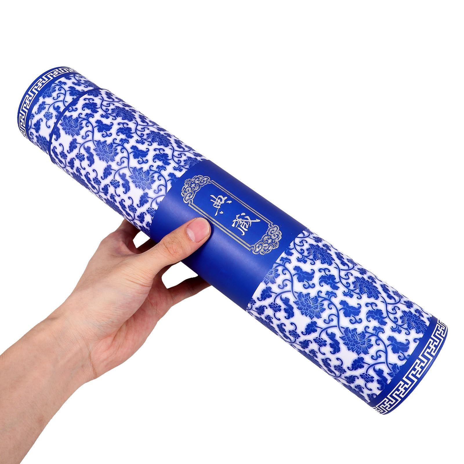 BESTonZON Tubo Telescópico Grande para Almacenamiento de Pergaminos y Caligrafía, Caja Extensible de Cartón Engrosado Patrón Azul para Envío y Colección de Pósteres, Adecuado para Uso