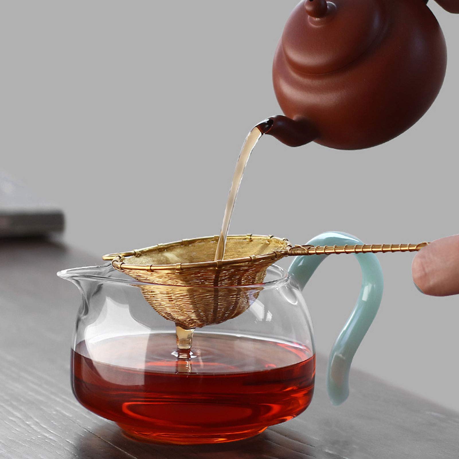 Passoire à Thé En Cuivre, Infuseurs à Thé Pour Thé En Vrac, Passoires à Thé à Long Manche Filtre à Infuseur à Thé En Cuivre Pur Réutilisable Pour Théière En Vrac Filtre Pour Bureau à Domicile