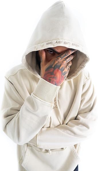 FUBU Khaki Garment Washed Script Hoodie, Large