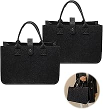 Lonimia Filztasche Einkaufstasche, 2 Stück Faltbar Filztaschen Shopper, 30 * 20 * 18cm Filz Henkeltasche Tragetasche Shopping Bag, Einkaufen Ausgehen Aufbewahrung