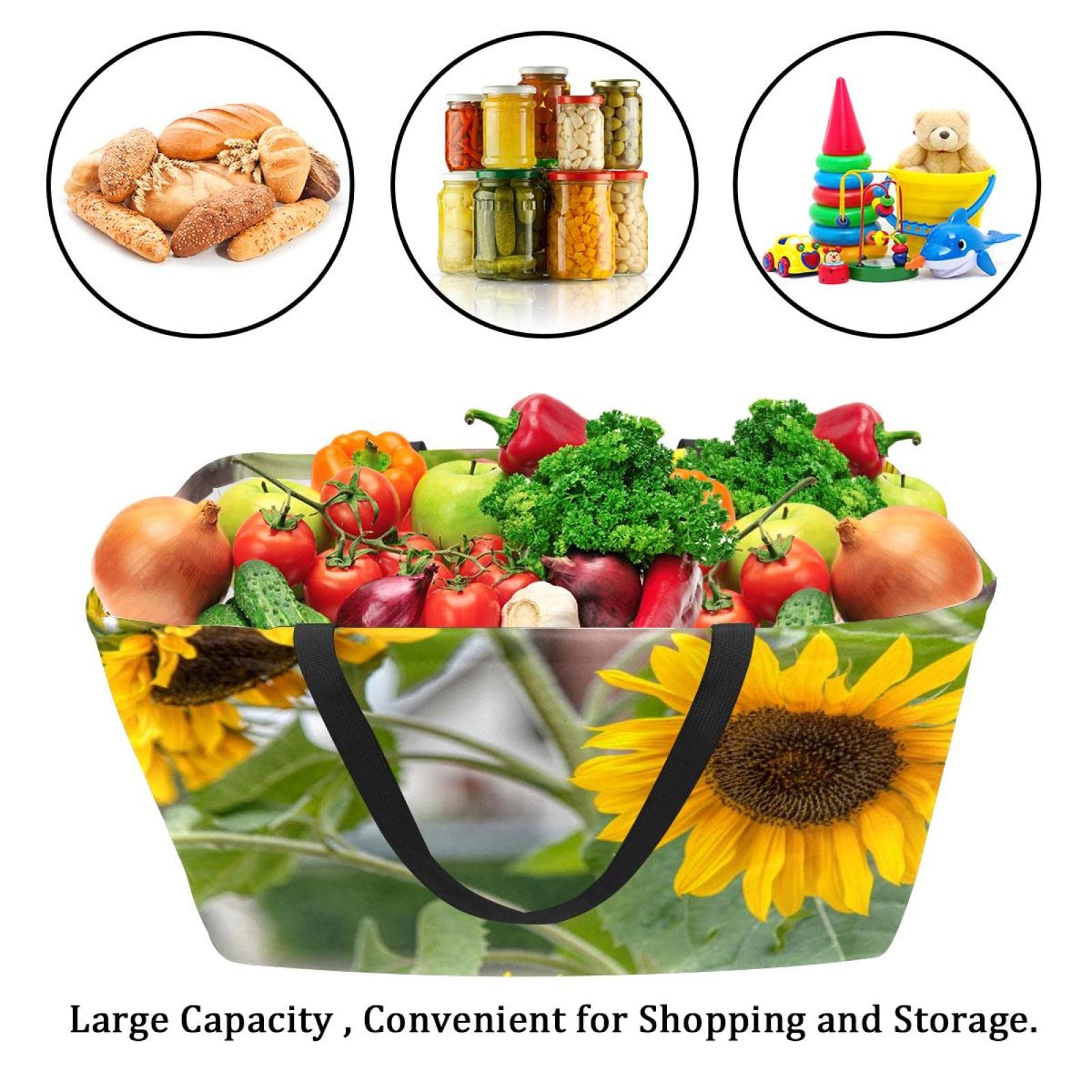 Tela Tote Bag Campo di Girasole Shopping Panno Borsa Riutilizzabile Drogheria Bag Borse A Tracolla