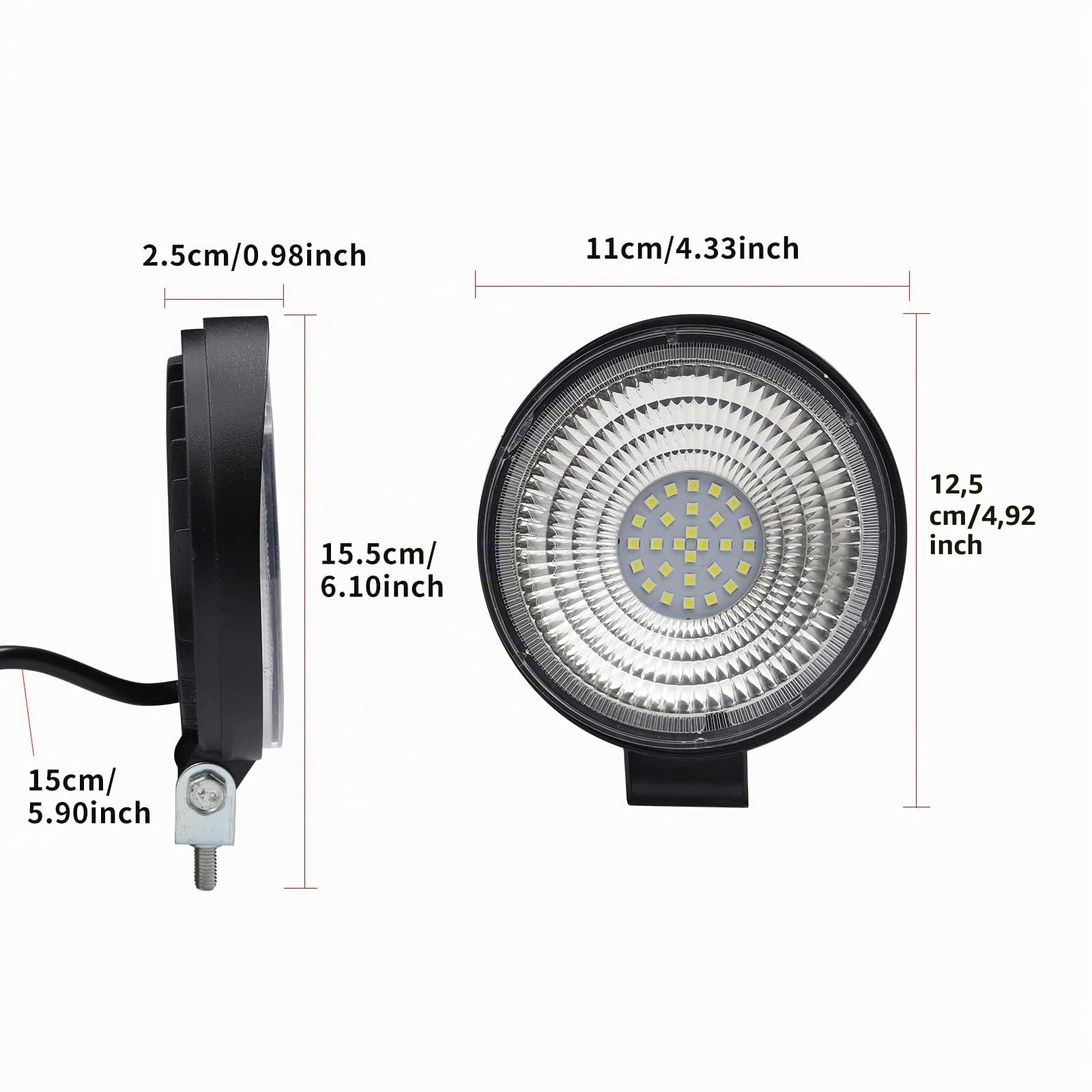 Biqing 2x Phare de Travail LED 12V, LED Barre 4.4” Projecteur Voiture Spot Flood Feux Antibrouillard 24V Feux de Travail Feux Additionnels 25000LM pour 4x4 Truck ATV Offroad Spotlight (84W)