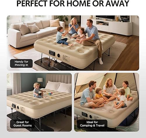 Vista 28 de Simpli Comfy EZ Bed - Colchón de aire autoinflable individual con marco integrado, bomba y funda con ruedas, cama inflable inflable perfecta