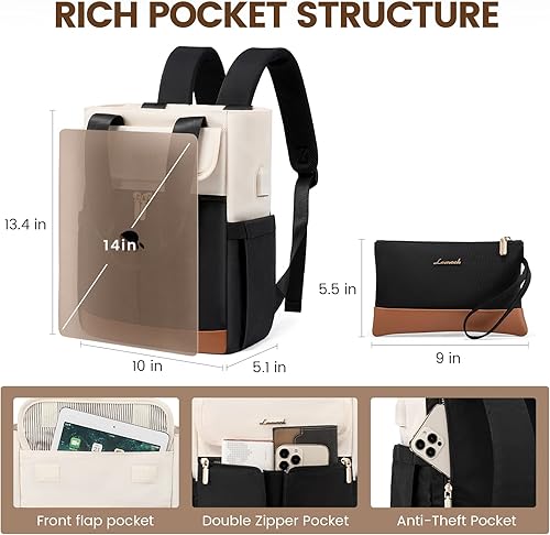 Miniatura 3 de LOVEVOOK Mochila para mujer, mini mochilas convertibles para adolescentes y niñas, pequeña bolsa universitaria para el trabajo, escuela, viajes,