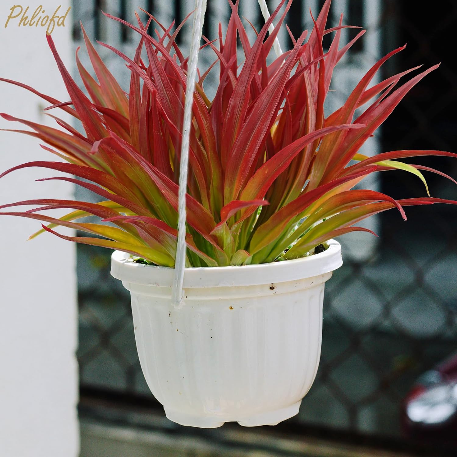 6Pcs Artificial Grass Fake Plants 17.3in Outdoor Plants UV Resistant Greenery Stems Fake Grass for Home Window Garden Office Patio Pathway Front Porch Christmas Décor Light Green & Red - Image 5