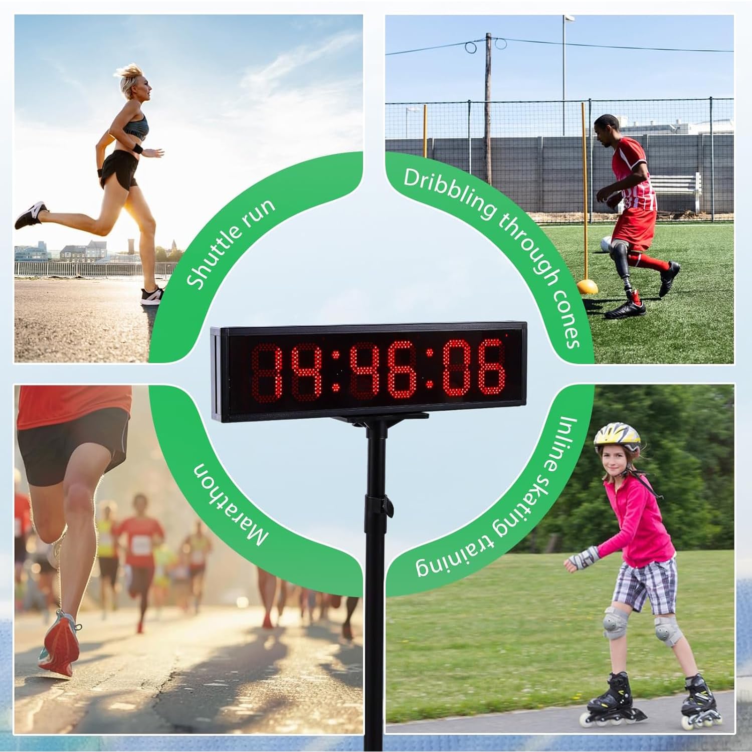 Cronómetro Digital De 1,5 Pulgadas para Carreras, Reloj De Doble Cara, Ángulo De Visión De 120°, Altura del Soporte: 65-145cm, Alcance del Control Remoto De 10m, para Promociones En Tiendas