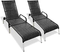 Kit 2 Espreguiçadeiras Reclinável Alumínio Madrid (preto)