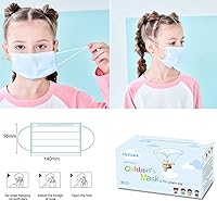 Vista 4 de Mascarillas faciales desechables para niños, paquete de 50 unidades, edades de 5 a 12 años, máscaras de seguridad de 3 capas con filtro para uso