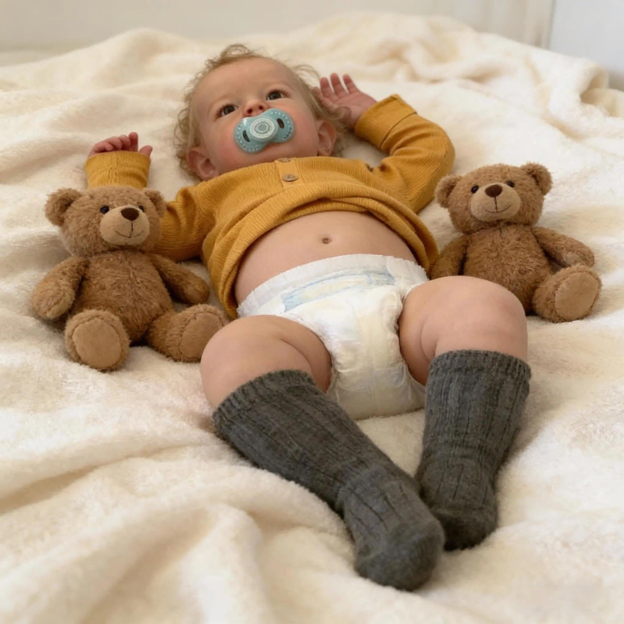 Zero pam Reborn Baby Lebensecht Junge, 50CM Reborns Baby Junge, Echt Puppe Mit Haaren, Reborn Puppen Lebensecht, Lebensechte Junge Puppe Wie Echtes Babys