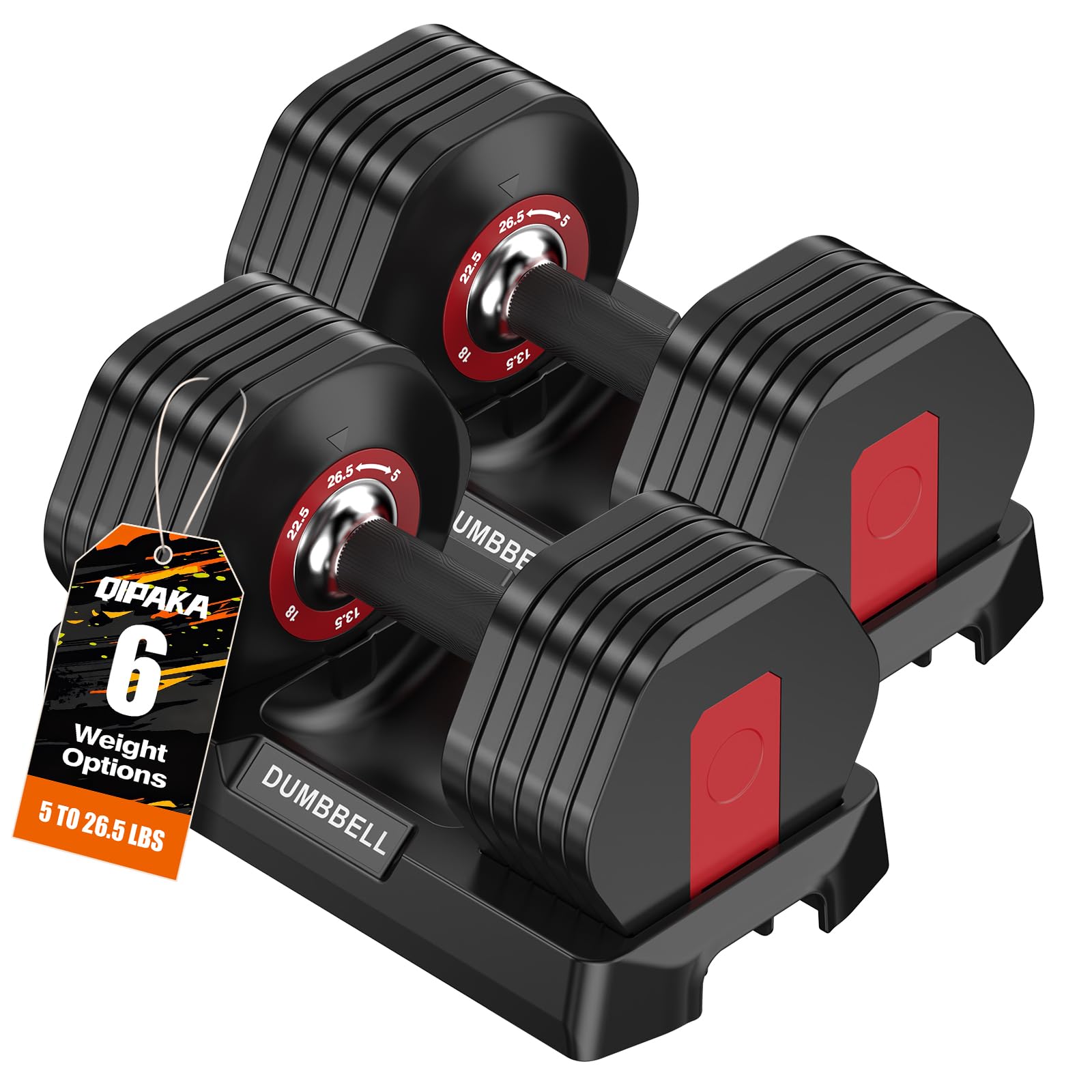 Set di 2 manubri regolabili, resistenti, set di pesi 10 in 1 con impugnatura antiscivolo, 25/55/23,8 kg, attrezzatura da palestra a regolazione rapida, salvaspazio, per l'allenamento della forza a