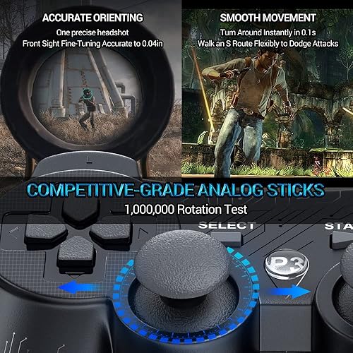 Miniatura 3 de OKHAHA Controlador inalámbrico para PS3 controlador inalámbrico para Playstation 3 controlador inalámbrico para PS3 remoto doble amortiguador negro