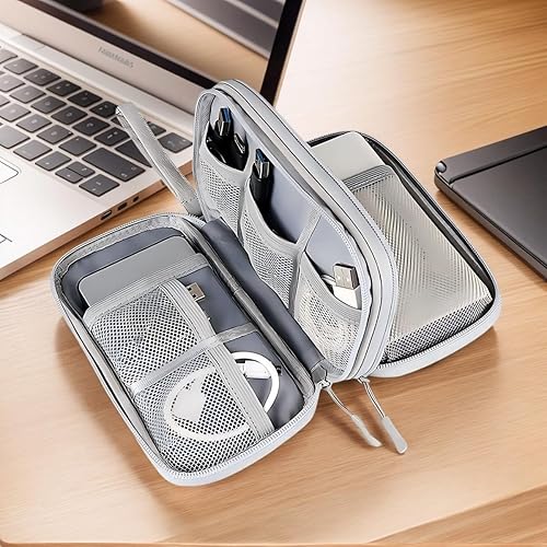 Bolsa organizadora de cables de viaje portátil para accesorios electrónicos, bolsa de almacenamiento de doble capa para cable, cargador, teléfono,