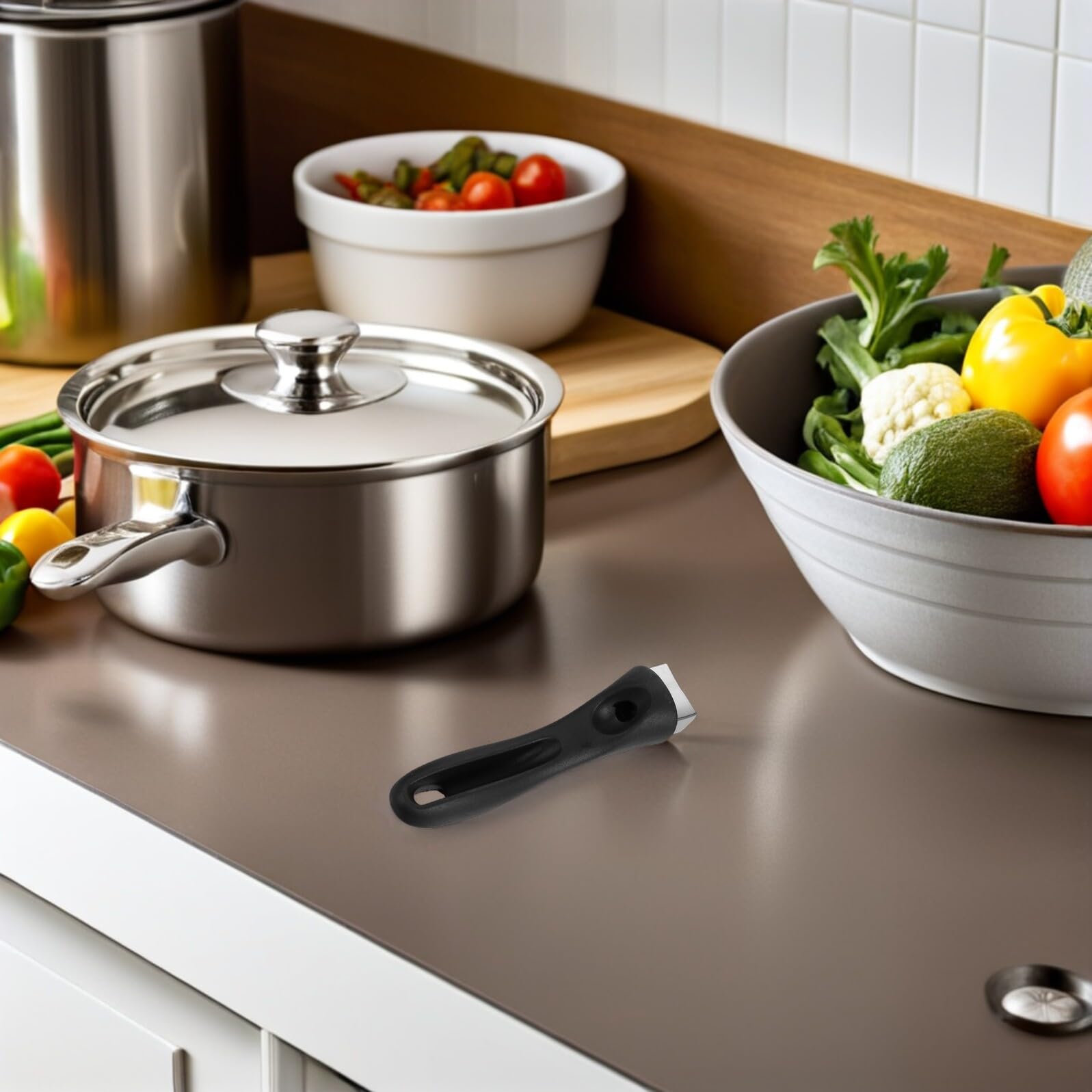 6 Asas Desmontables para Ollas y Sartenes Mango de Baquelita y Madera Resistente al Calor, Manija Antideslizante de Repuesto Tornillos para Utensilios de Cocina Inoxidables,