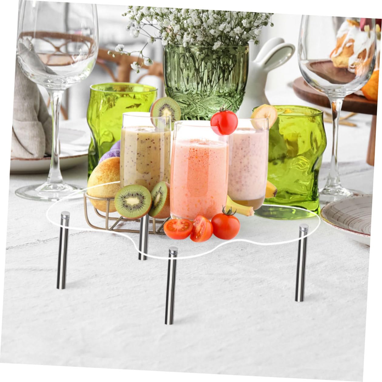 Veemoon Présentoir à Gâteaux en Acrylique Transparent 3 Pièces Multi-Niveaux Support Cupcakes et Desserts Taille Moyenne à Extra-Large pour Anniversaires Mariages et Événements