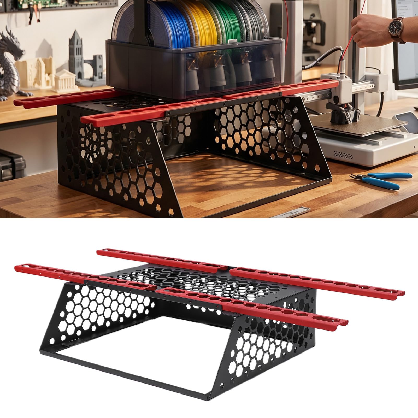 Fockety Soporte AMS de Aleación de Aluminio Apto para Lab P1S | Impresora 3D Ams Ams para lab p1s Soporte vertical AMS Impresora 3D Soporte AMS Soporte de almacenamiento AMS Panales