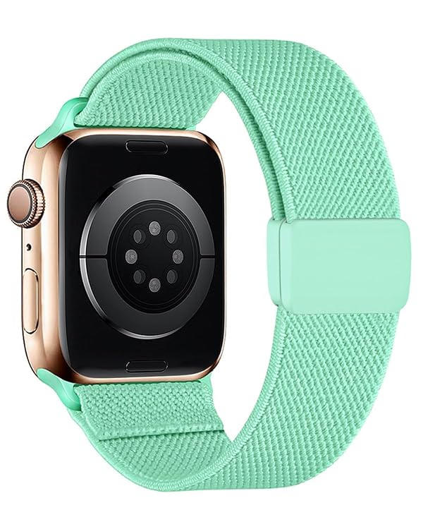 MAKCPOIMER Stretchy Nylon Solo Loop Band Compatible with Kids Apple Watch Band 38mm 40mm 41mm & 42mm 44mm 45mm, Magnetic Buckle Adjustable Elastic Nylon Strap Replacement for iWatch Series by MAKCPOIMER - Used condition - US$4.59