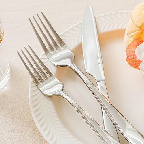 Miniatura 6 de KINGSTONE Juego de cubiertos de acero inoxidable 1810 de 20 piezas de acero inoxidable 1810, apto para lavavajillas, para bodas, hogar, restaurante,