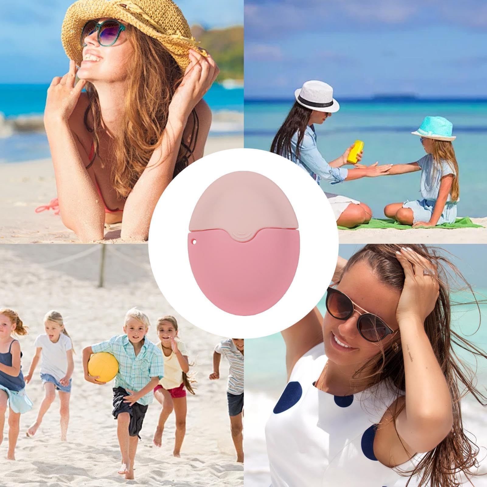 Flacone applicatore arrotolabile, ricaricabile, riutilizzabile, per protezione solare, dimensioni da viaggio, per bambini e adulti (rosa)