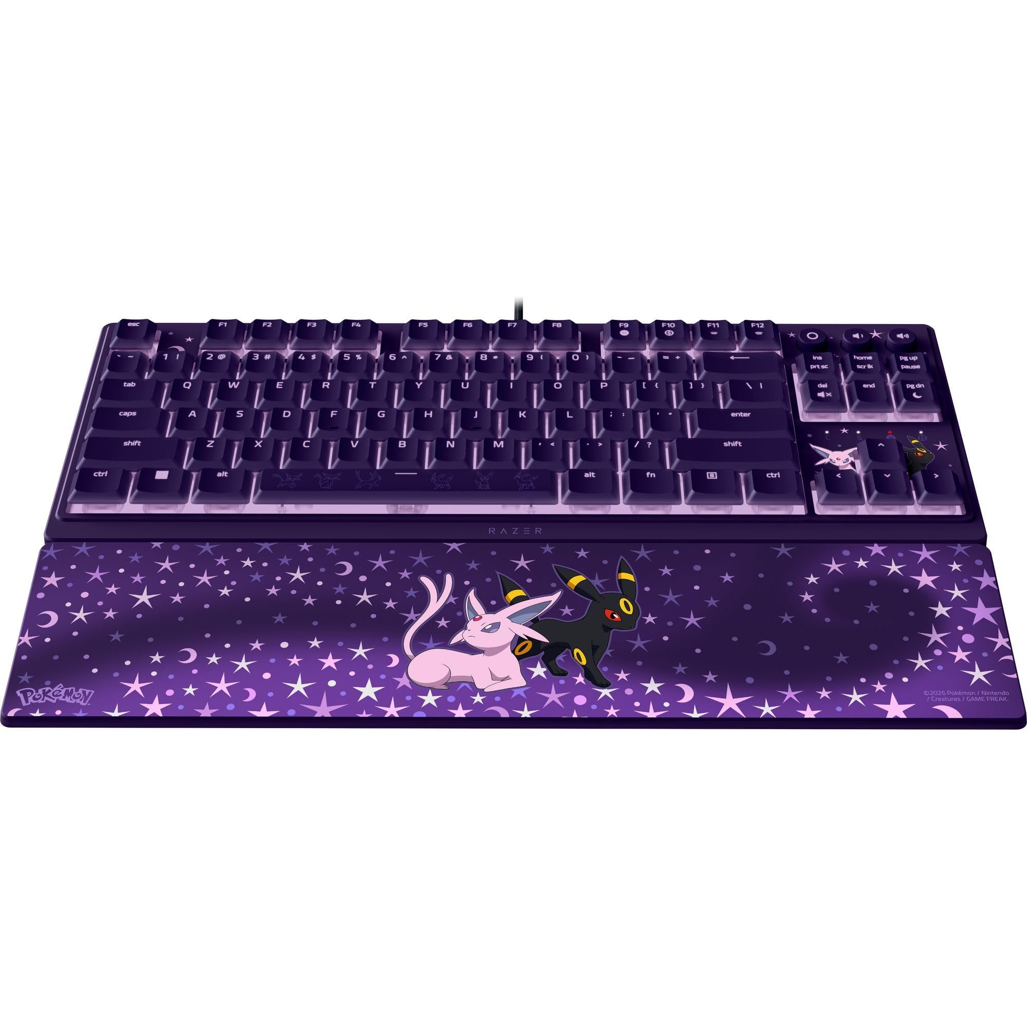 Razer Ornata V3 Tenkeyless Édition Pokémon Espeon & Umbreon - Clavier Gaming Compact et Plat - Rétroéclairage Chroma - Touches multimédia dédiées - Clavier QWERTY US | Commutateurs à Membrane