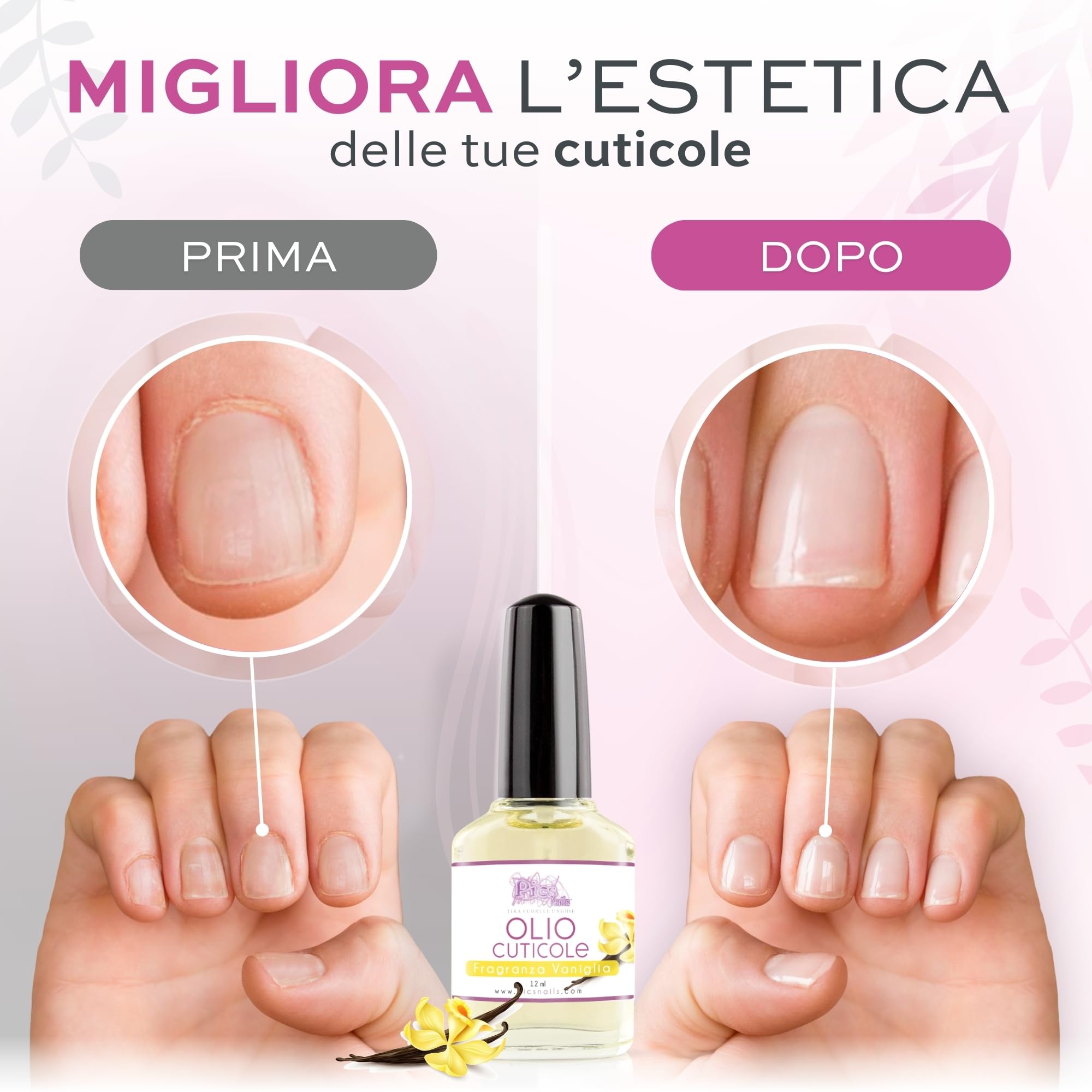 Olio Cuticole Unghie di mani e piedi Professionale 12ml - Fragranza Vaniglia - Idratante e Rigenerante, Dona Sollievo e Freschezza alla pelle secca e Irritate