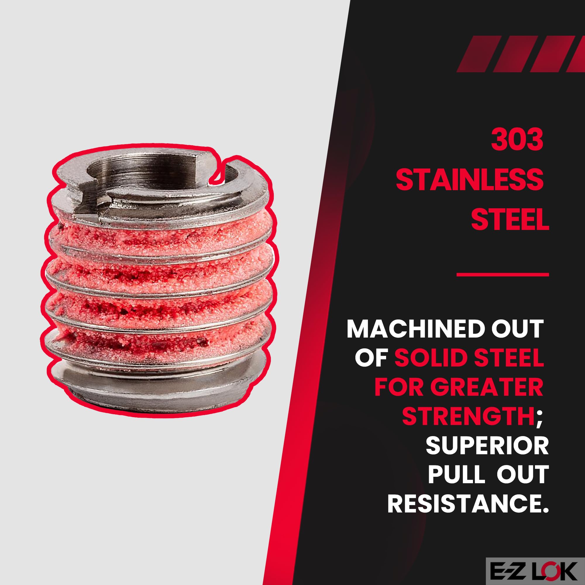 Snapklik.com : E-Z Lok Externally Threaded Insert, 303 Stainless Steel ...
