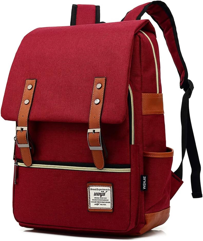 HITOP Travel Laptop Backpack, College Backpack, Vintage Fashion Laptop Travel Bag for Women Men Fits 15.6 Inch Laptop and Notebook (Wine Red)
