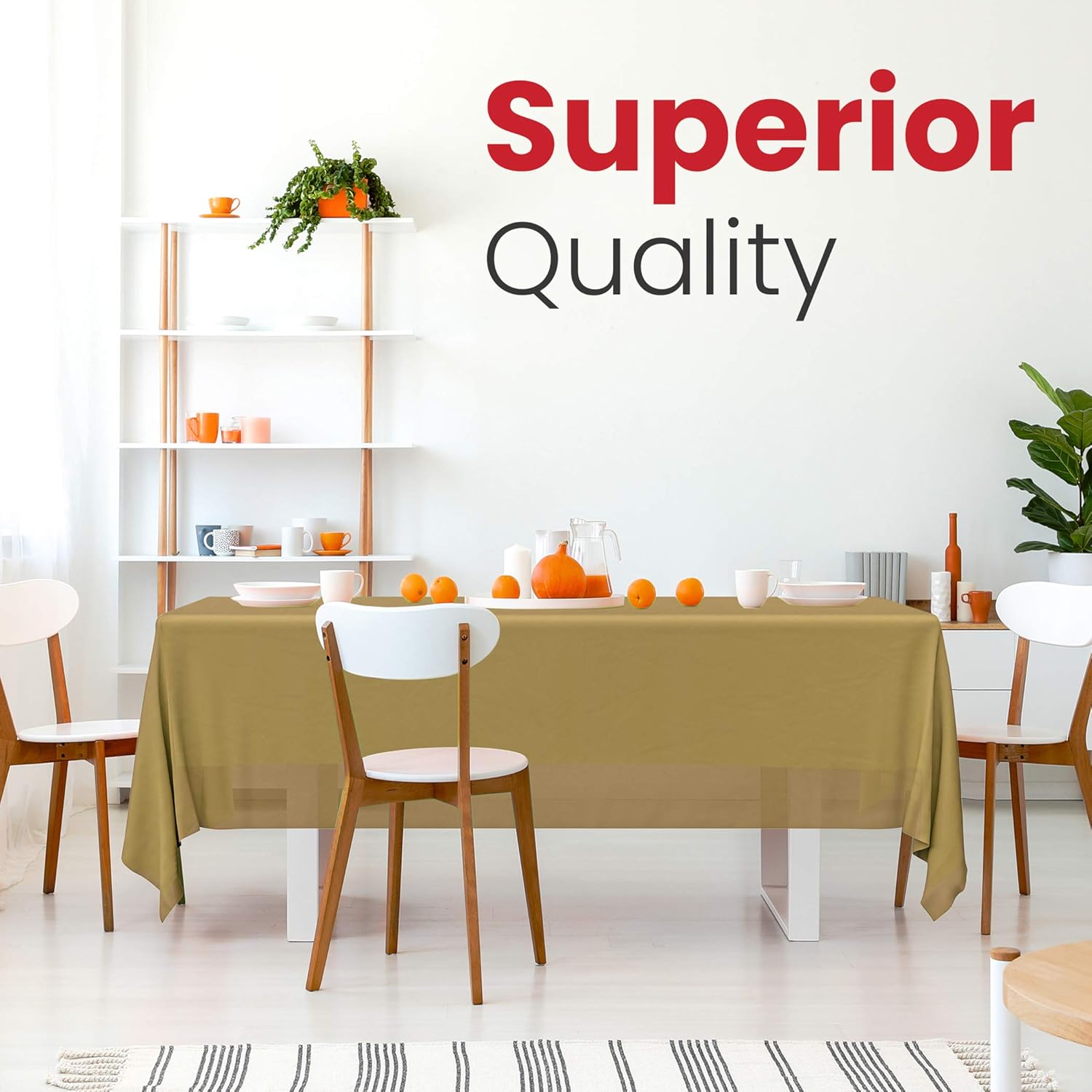 Premium Gold 14-Pack Plastic Tablecloths - 54 x 108 in. Disposable Rectangle Plastic Table Cloths - Decorative Rectangle Table Cover - Smooth Tablecloths for Parties, Weddings - Image 4