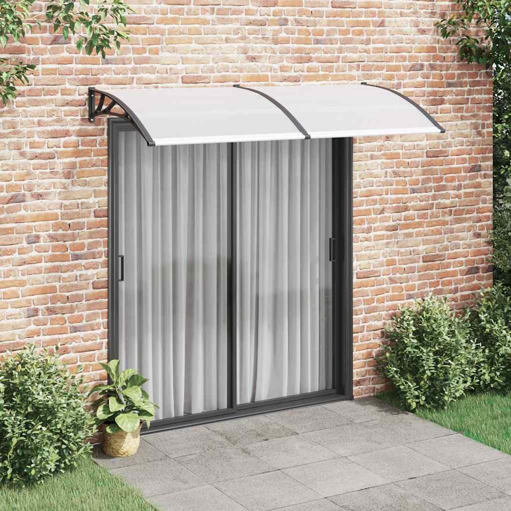Toit de porte polycarbonate 200 x 100 cm transparent marquise entrée noire