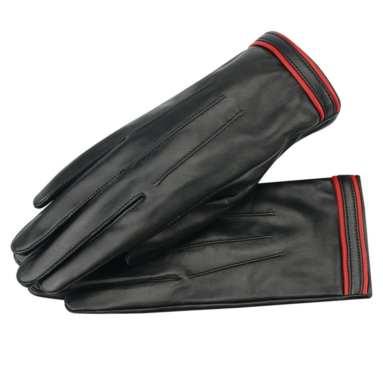 Gants de cyclisme pour femmes en cuir chaud tactile noir zwarts