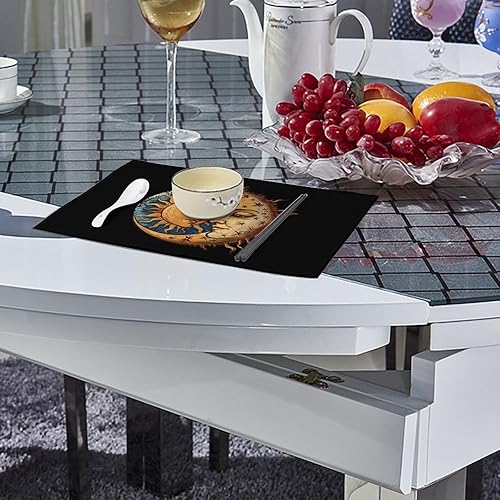 Miniatura 4 de Sun Moon Placemats Set of 6 Resistant Table Mats Washable Place Mats for Dinner Party Table Decoration