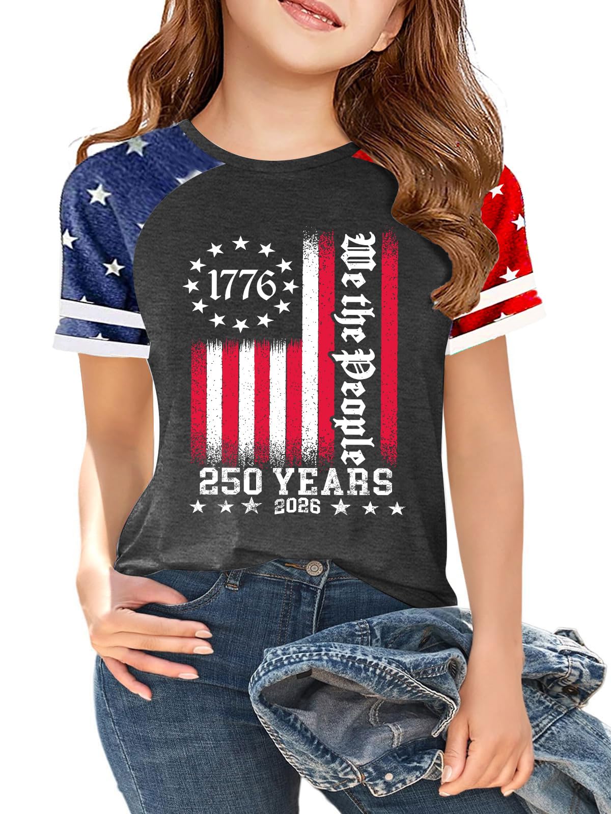 Ithalt Boys Girls USA Shirts Kids 4th of July Shirts American Flag Tshirt Patriotic Top Independence Day Outfit 5-13y