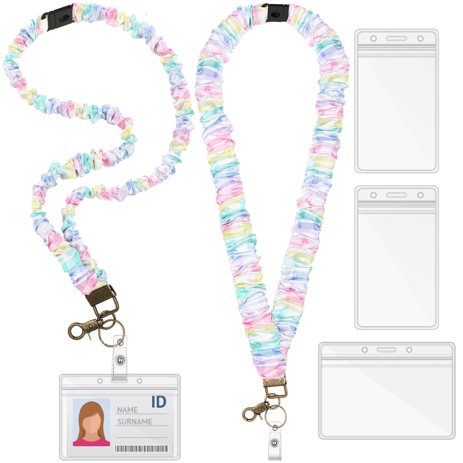 Photo 1 of Geyoga Breakaway Scrunchie Lanyard with ID Holder, Colorful
