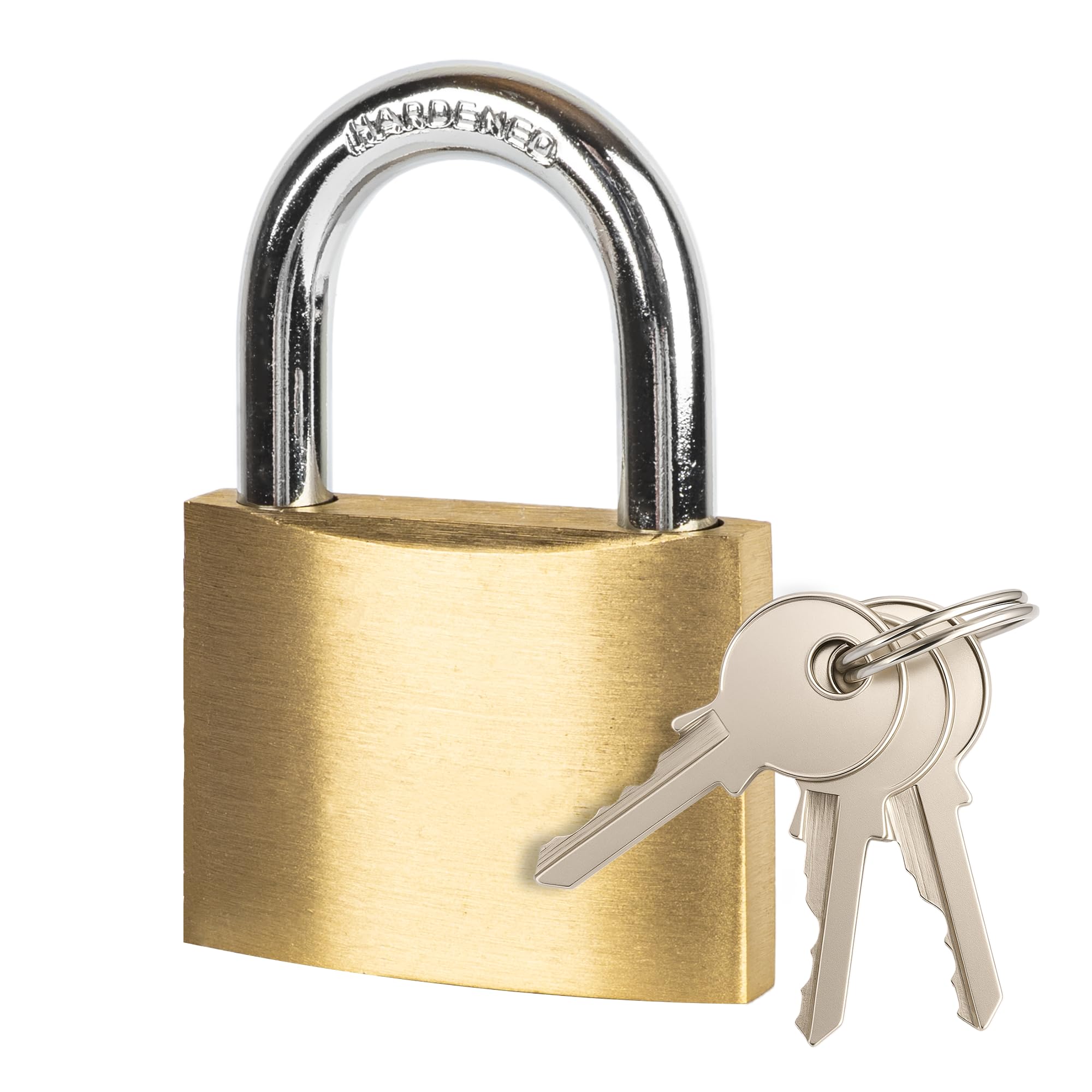 50mm Heavy Duty Brass Padlock with 3 Keys – Hardened Steel Shackle | Security for Sheds, Gates, Lockers & Toolboxes | Security Lock for Home, Office & Outdoor Use (50mm Brass Padlock)