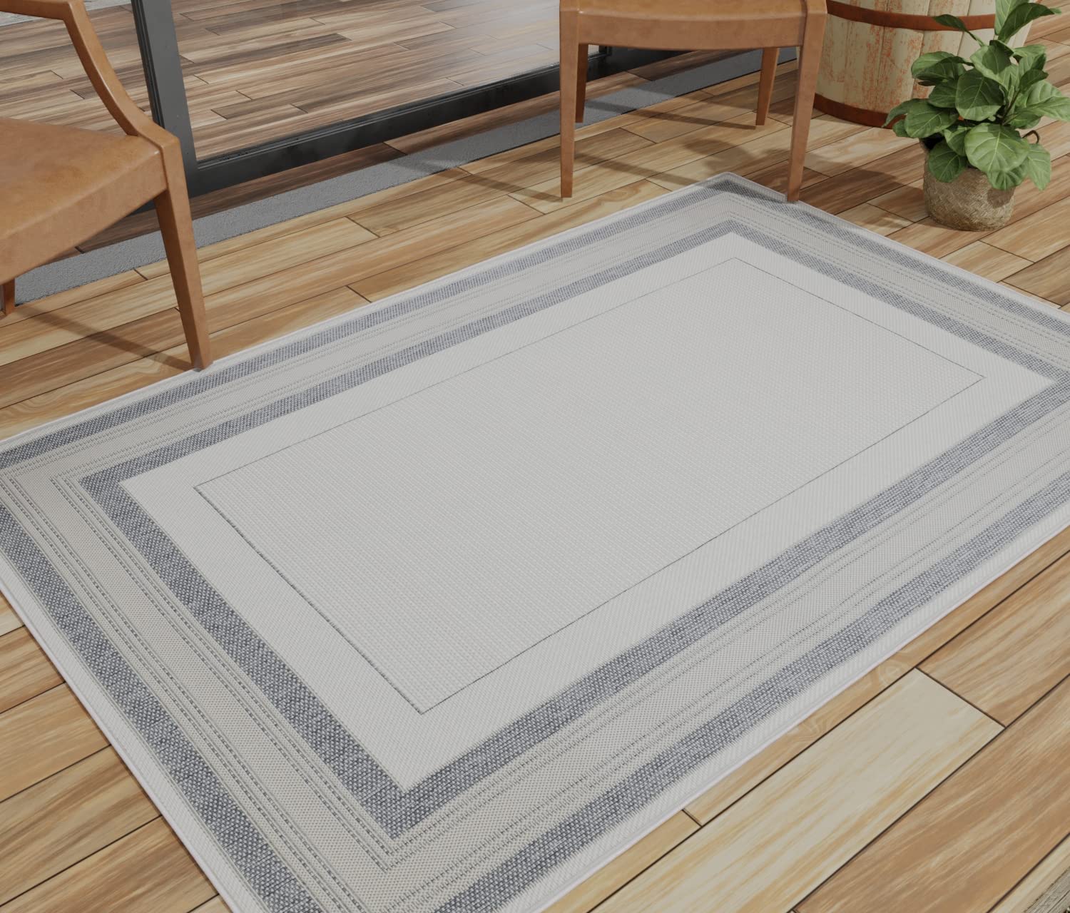 BashianCollection Area Rug - Luxury Power Loom Polypropylene - Home Décor for Runner Rug, Entryway Rug, Living Room Rugs, 5' X 7'6" Gy/Blue