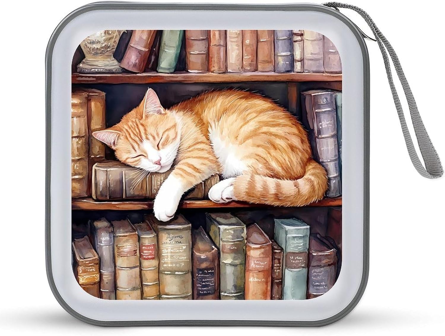 Orange Cat Sleeping Protective CD Case Storage Rack 40 Capacity DVD Holder Organizer Car Travel