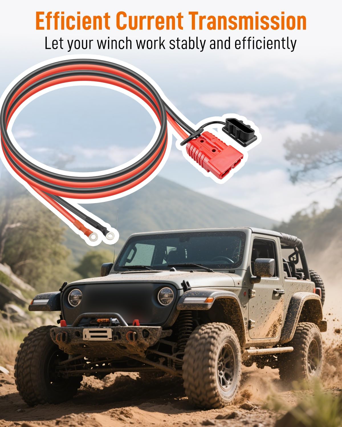 Quick Disconnect Winch Power Cable 4 Gauge 4 AWG Copper Wiring Heavy Duty Quick Disconnect Cables 7 FT