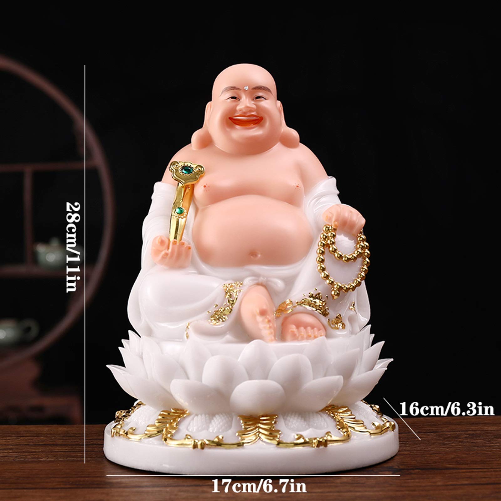 Figuras de escultura Adornos - for sala de estar, decoración de mesa, decoración de jardín Estatua de Buda de 11 pulgadas Buda del gran vientre Buda sonriente feliz Decoración de la suerte for el hoga
