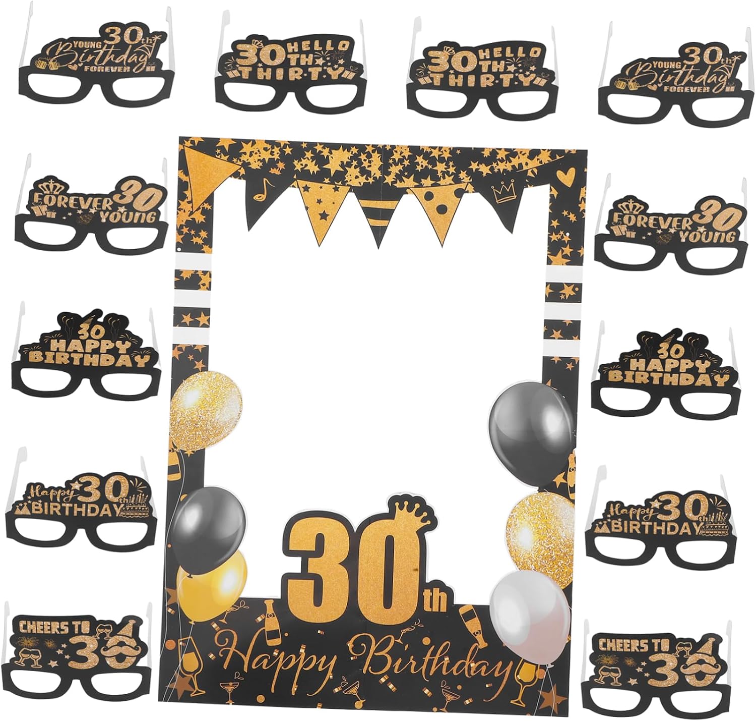 LABRIMP Birthday Themed Party Props Wedding Photo Props Funny Hat Glasses for Photo Booth