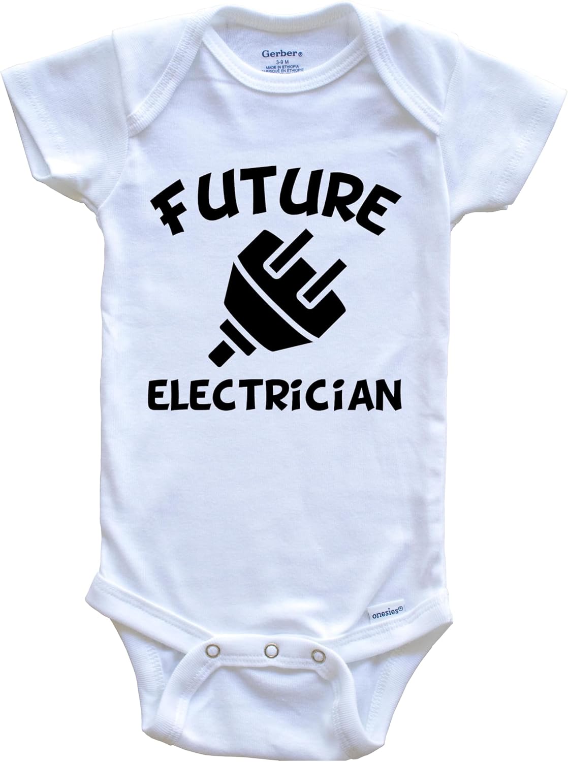 Really Awesome Shirts Future Electrician Cute Electric Plug One Piece Baby Bodysuit