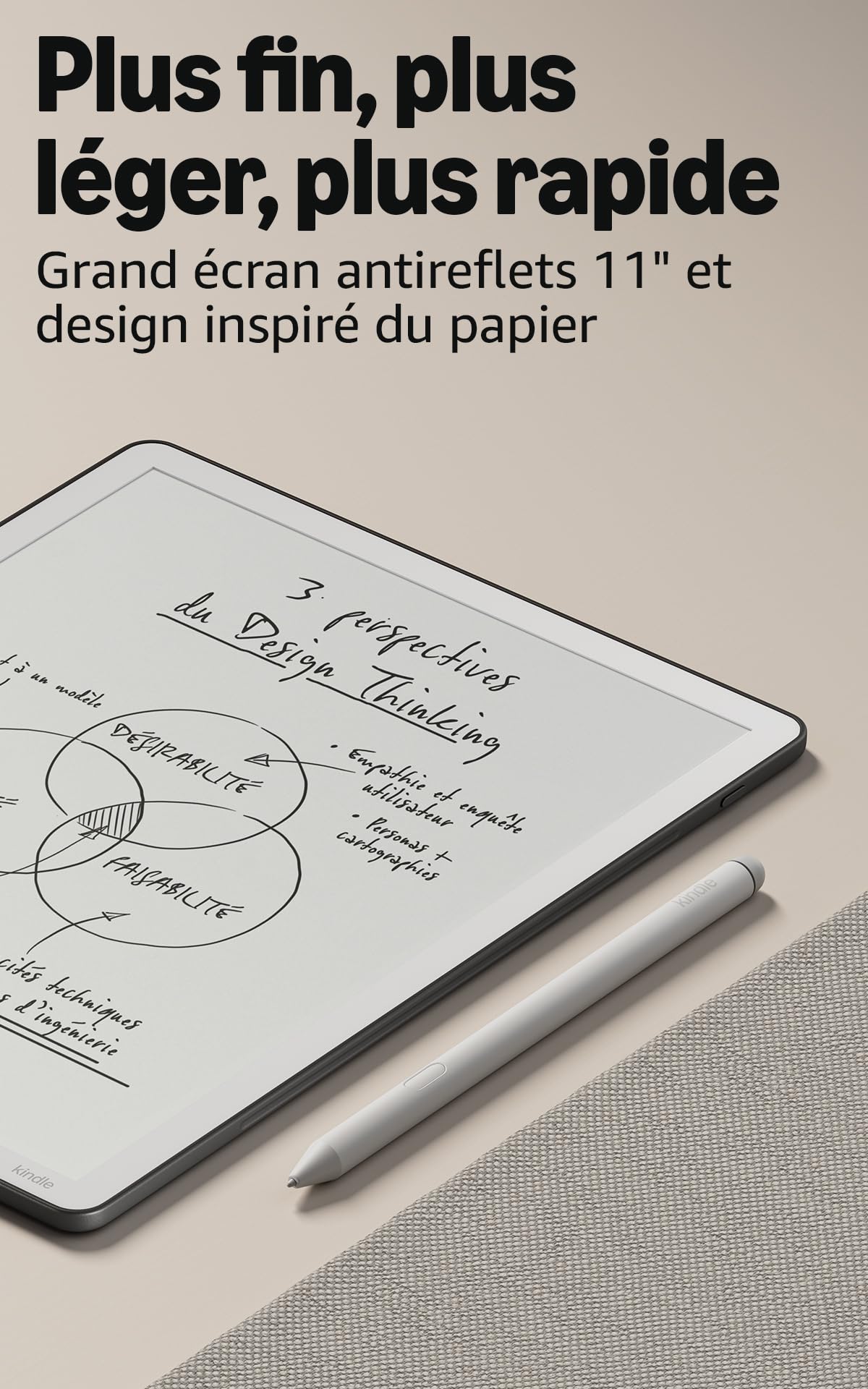 Amazon Kindle Scribe 32 Go (nouvelle génération) : écran 11" effet papier avec éclairage avant ; plus fin, léger et rapide ; écrivez dans le carnet de notes intégré, les documents et les livres