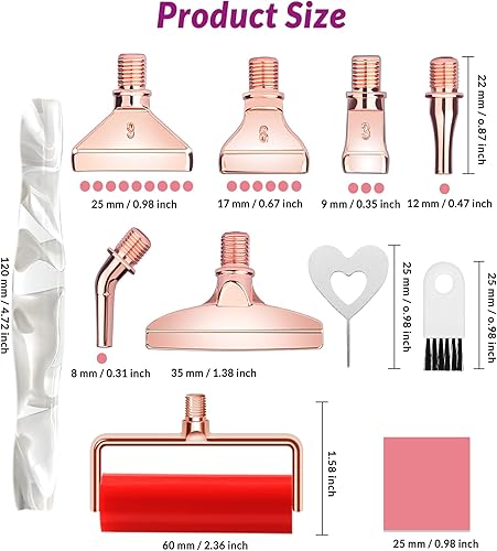 Miniatura 8 de Bolígrafos de pintura de diamante de resina con 6 exquisitas puntas de metal de oro rosa, accesorios de pintura de diamante 5D con caja