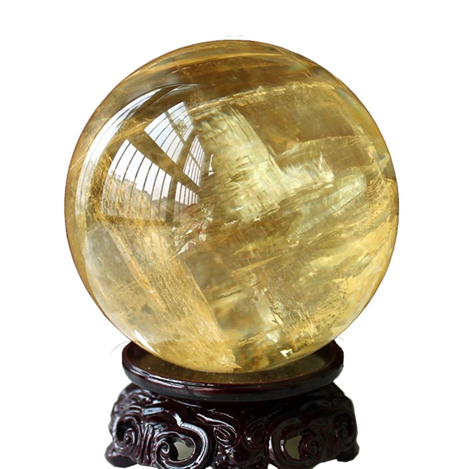 Crystal Ball Ornaments Feng Shui Living Room Office Shop Yellow Transparent Ball(8cm)
